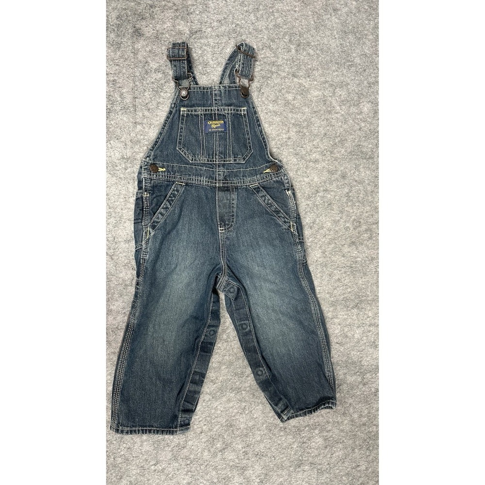 OSHKOSH B'Gosh Vestbak Toddler Blue Denim Jean Overalls Size 24M